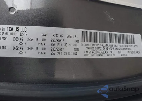 2019 Chrysler Pacifica Touring L из США, поврежденный, VIN 2C4RC1BG5KR613450